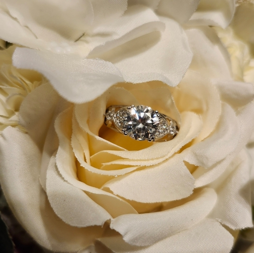 GRA Certified Romantic 2 Carat Moissanite  Diamond Ring in Size 6 US & 9 US .